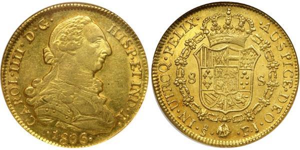 8 Escudo Chile Oro Carlos IV de España (1748-1819)