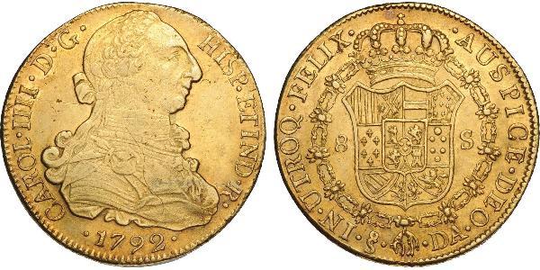 8 Escudo Cile Oro Carlo IV di Spagna (1748-1819)