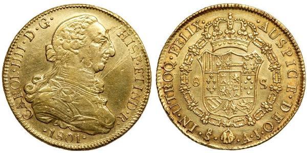 8 Escudo Cile Oro Carlo IV di Spagna (1748-1819)