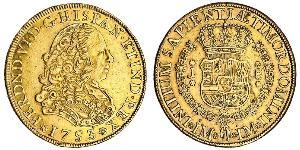 8 Escudo Perù Oro Ferdinando VI di Spagna (1713-1759)