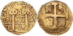 8 Escudo Perù Oro Filippo V di Spagna (1683-1746)