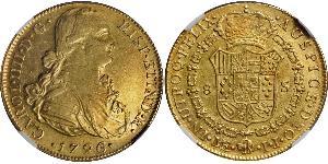 8 Escudo Perù Oro Carlo IV di Spagna (1748-1819)