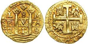 8 Escudo Perù Oro Filippo V di Spagna (1683-1746)