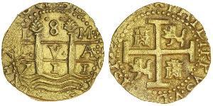 8 Escudo Perù Oro Filippo V di Spagna (1683-1746)