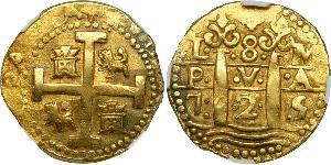 8 Escudo Perù Oro Filippo V di Spagna (1683-1746)