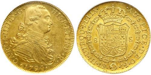 8 Escudo Perù Oro Carlo IV di Spagna (1748-1819)