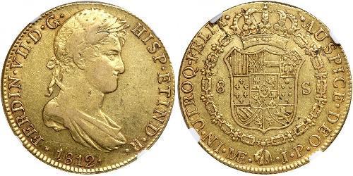 8 Escudo Perù Oro Ferdinando VII di Spagna (1784-1833)