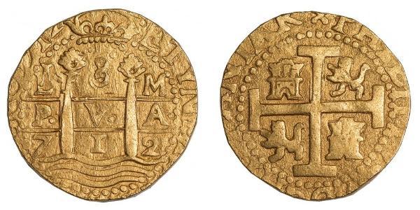 8 Escudo Perù Oro Filippo V di Spagna (1683-1746)