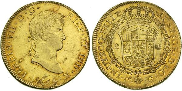 8 Escudo Perù Oro Ferdinando VII di Spagna (1784-1833)