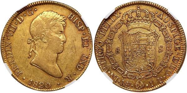 8 Escudo Perù Oro Ferdinando VII di Spagna (1784-1833)