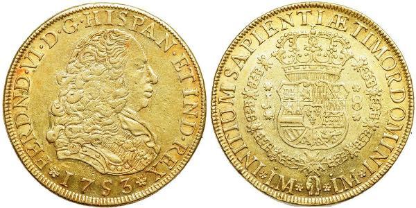 8 Escudo Perú Oro Fernando VI de España (1713-1759)