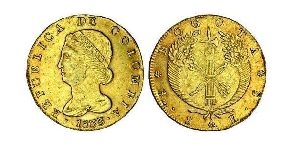 8 Escudo República de la Nueva Granada (1831–1858) Oro 