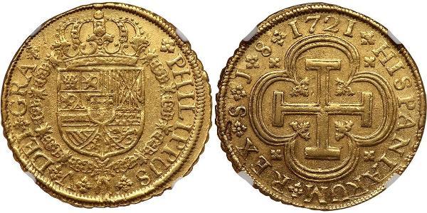 8 Escudo Spagna Oro Filippo V di Spagna (1683-1746)
