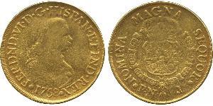 8 Escudo Vicereame della Nuova Granada (1717 - 1819) Oro Ferdinando VI di Spagna (1713-1759)