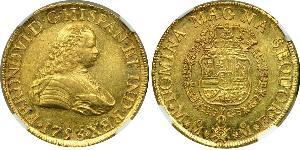 8 Escudo Vicereame della Nuova Spagna (1519 - 1821) Oro Ferdinando VI di Spagna (1713-1759)