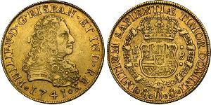 8 Escudo Vicereame della Nuova Spagna (1519 - 1821) Oro Filippo V di Spagna (1683-1746)