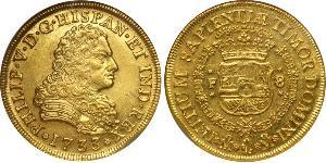 8 Escudo Vicereame della Nuova Spagna (1519 - 1821) Oro Filippo V di Spagna (1683-1746)