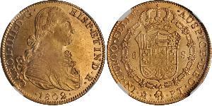 8 Escudo Vicereame della Nuova Spagna (1519 - 1821) Oro Carlo IV di Spagna (1748-1819)