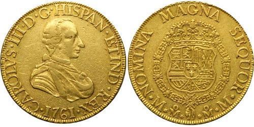 8 Escudo Vicereame della Nuova Spagna (1519 - 1821) Oro Carlo III di Spagna (1716 -1788)