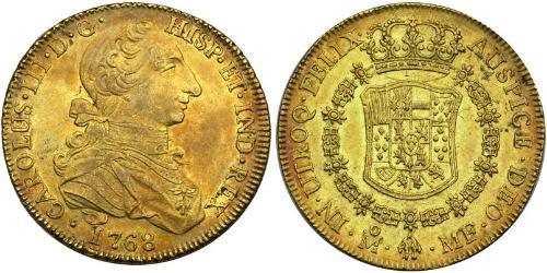 8 Escudo Vicereame della Nuova Spagna (1519 - 1821) Oro Carlo III di Spagna (1716 -1788)