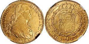 8 Escudo Virreinato de Nueva España (1519 - 1821) Oro Carlos IV de España (1748-1819)