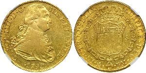 8 Escudo Virreinato de Nueva España (1519 - 1821) Oro Carlos IV de España (1748-1819)