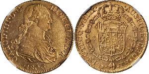 8 Escudo Virreinato de Nueva España (1519 - 1821) Oro Carlos IV de España (1748-1819)