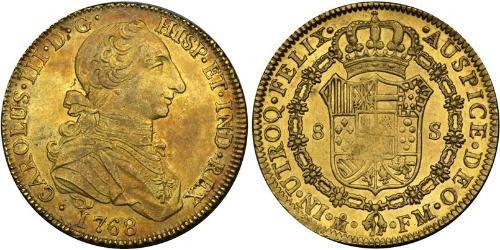 8 Escudo Virreinato de Nueva España (1519 - 1821) Oro Carlos IV de España (1748-1819)