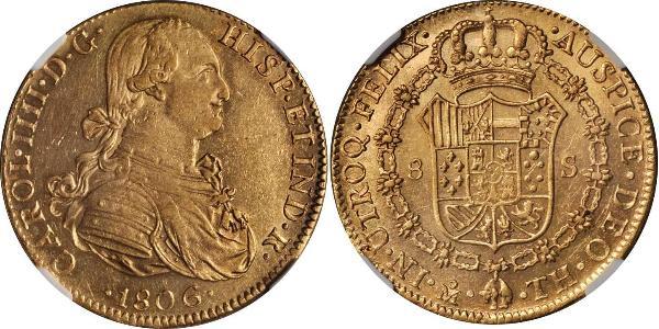 8 Escudo Virreinato de Nueva España (1519 - 1821) Oro Carlos IV de España (1748-1819)