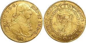 8 Escudo Virreinato de Nueva Granada (1717 - 1819) Oro Carlos IV de España (1748-1819)