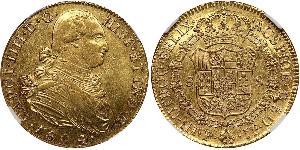 8 Escudo Virreinato de Nueva Granada (1717 - 1819) Oro Carlos IV de España (1748-1819)