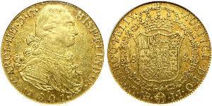 8 Escudo Virreinato de Nueva Granada (1717 - 1819) Oro Carlos IV de España (1748-1819)