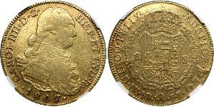 8 Escudo Virreinato de Nueva Granada (1717 - 1819) Oro Carlos IV de España (1748-1819)