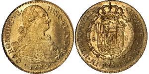 8 Escudo Virreinato de Nueva Granada (1717 - 1819) Oro Carlos IV de España (1748-1819)