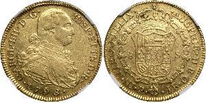 8 Escudo Virreinato de Nueva Granada (1717 - 1819) Oro Carlos IV de España (1748-1819)