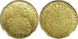 8 Escudo Virreinato de Nueva Granada (1717 - 1819) Oro Carlos IV de España (1748-1819)