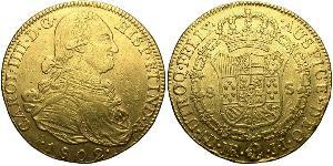 8 Escudo Virreinato de Nueva Granada (1717 - 1819) Oro Carlos IV de España (1748-1819)