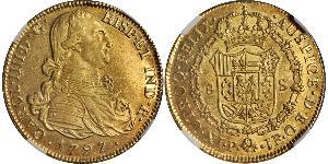 8 Escudo Virreinato de Nueva Granada (1717 - 1819) Oro Carlos IV de España (1748-1819)