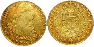 8 Escudo Virreinato de Nueva Granada (1717 - 1819) Oro Carlos IV de España (1748-1819)