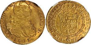 8 Escudo Virreinato de Nueva Granada (1717 - 1819) Oro Carlos IV de España (1748-1819)