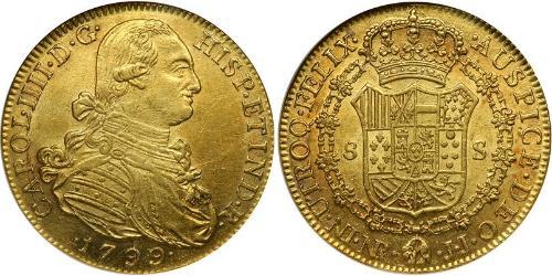 8 Escudo Virreinato de Nueva Granada (1717 - 1819) Oro Carlos IV de España (1748-1819)