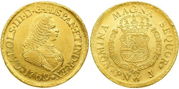 8 Escudo Virreinato de Nueva Granada (1717 - 1819) Oro Carlos III de España (1716 -1788)