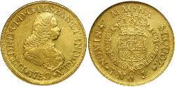 8 Escudo Vicereame della Nuova Granada (1717 - 1819) Oro Ferdinando VI di Spagna (1713-1759)