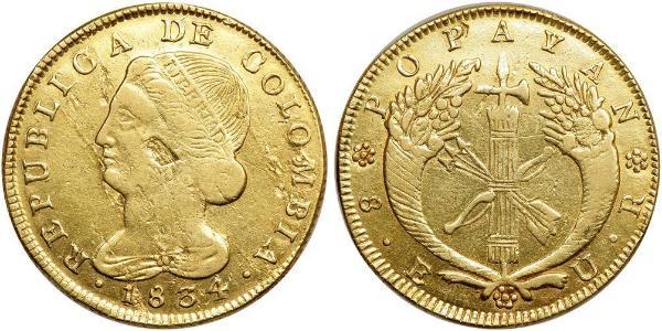 8 Escudo Republic of New Granada (1831–1858) 金 