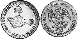 8 Escudo Second Federal Republic of Mexico (1846 - 1863) 金 