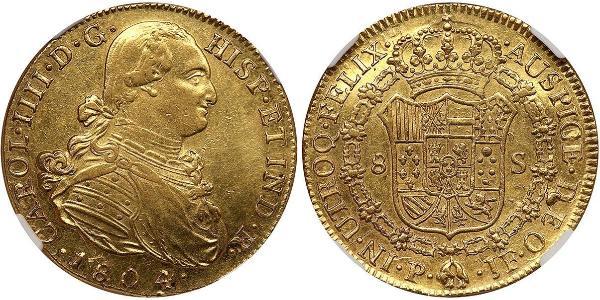 8 Escudo 新格拉納達總督轄區 (1717 - 1819) 金 卡洛斯四世 (1748-1819)