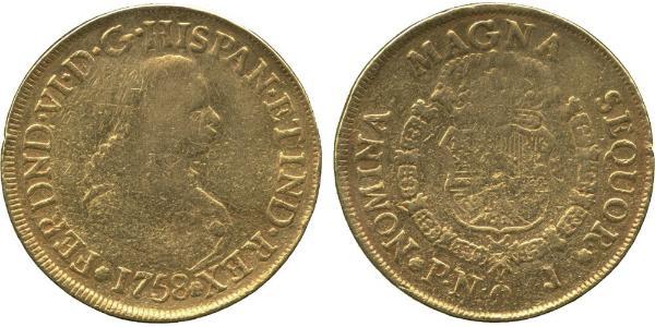 8 Escudo 新格拉納達總督轄區 (1717 - 1819) 金 费尔南多六世 (1713-1759)