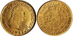 8 Escudo 新西班牙總督轄區 (1535 - 1821) 金 Philip V of Spain(1683-1746)