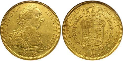 8 Escudo 新西班牙總督轄區 (1535 - 1821) 金 卡洛斯三世 (西班牙) (1716 -1788)