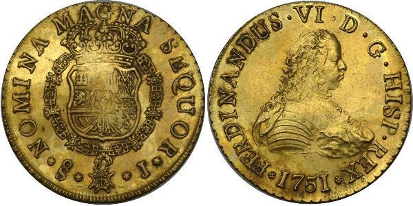 8 Escudo 智利 金 费尔南多六世 (1713-1759)